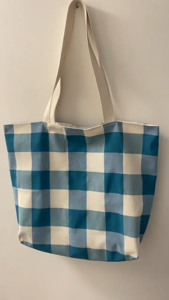 Tote bag Vichy Azul  (Sin personalización, Sin vinilo)