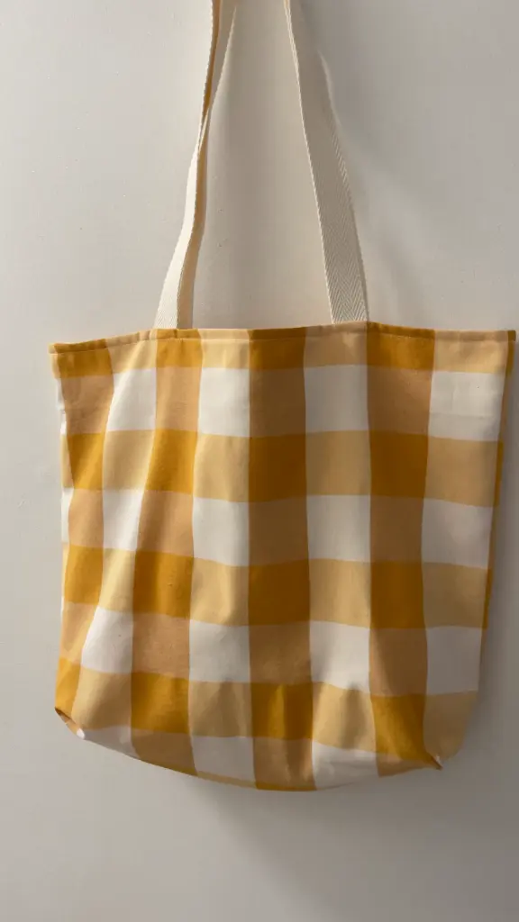 Tote bag Vichy mostaza   (Sin personalización, Sin vinilo)