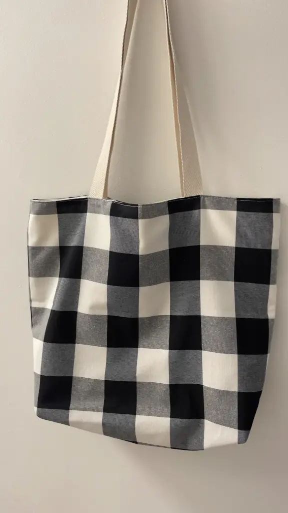 Tote bag Vichy negro (Sin personalización, Sin vinilo)