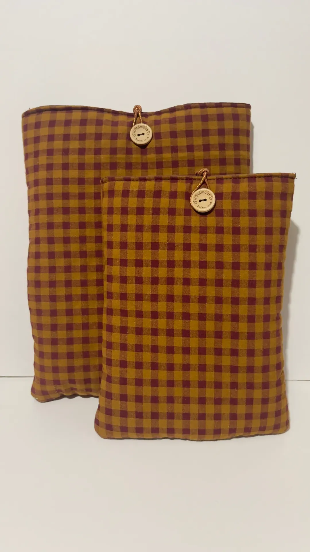 Funda de libro/Ipad acolchada vichy marrón/granate