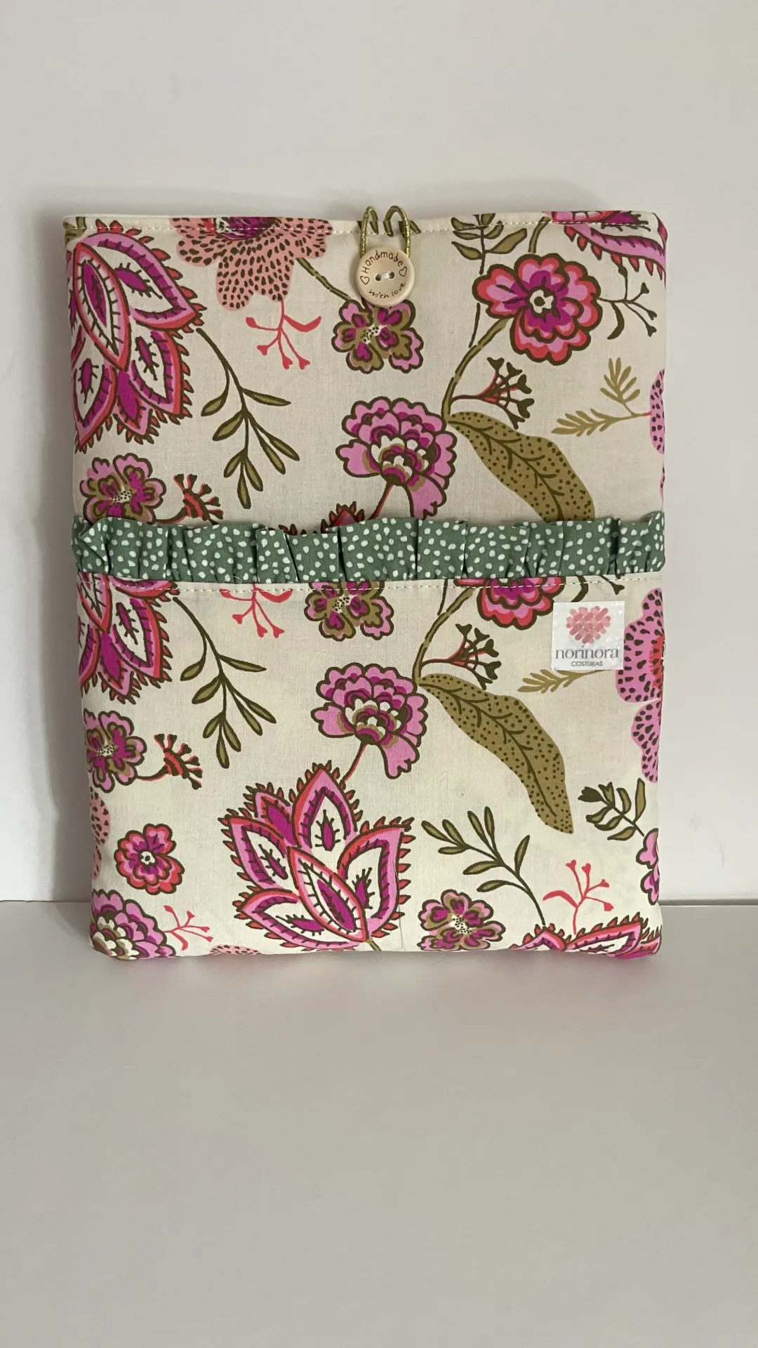 Funda de libro acolchada flores cardenal