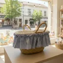 Capazo paja con volante vichy